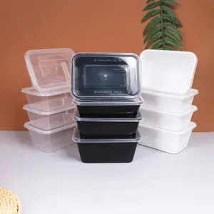 फैक्टरी सस्ते आयत प्लास्टिक सलाद कटोरा डिस्पोजेबल रेस्तरां Takeaway भोजन दोपहर के भोजन के बॉक्स के साथ ढक्कन