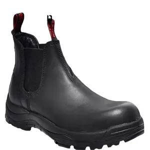 High-end customized Black genuine leather no laces industrial safety boots for South Africa
