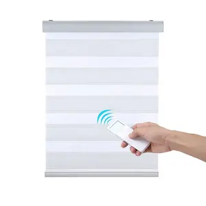 Cortinas zebra motorizadas de dupla camada para janelas elétricas inteligentes de excelente qualidade com controle remoto