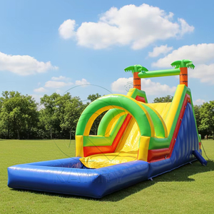 Summer Party Inflatable Tropical slip <b>Slide</b> Water Play <b>Slide</b> Inflatable Popular Inflatable Palm Water <b>Slide</b> with Swimming <b>Pool</b> - Product Image 1