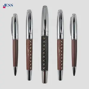 Factory Supply OEM Gift Business Fountain Ink Pen Metal PU Leather Fountain Pen for Writing and Travel