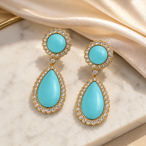 Eleganti Orecchini a Goccia Blu per Donne, Gioielli Scintillanti alla Moda - Product Image 3