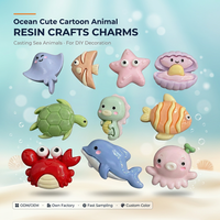 Breloques en résine en gros sur le thème des animaux marins de dessin animé pour la décoration DIY – Breloques en résine mignonnes sur le thème de l'océan, couleur et design personnalisés