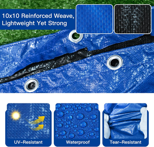 Cubierta de Piscina de Invierno de Plástico Azul Océano para Piscinas Enterradas con Cable y Cabrestante, Material de PE Resistente a Desgarros, Servicio de Corte - Product Image 4