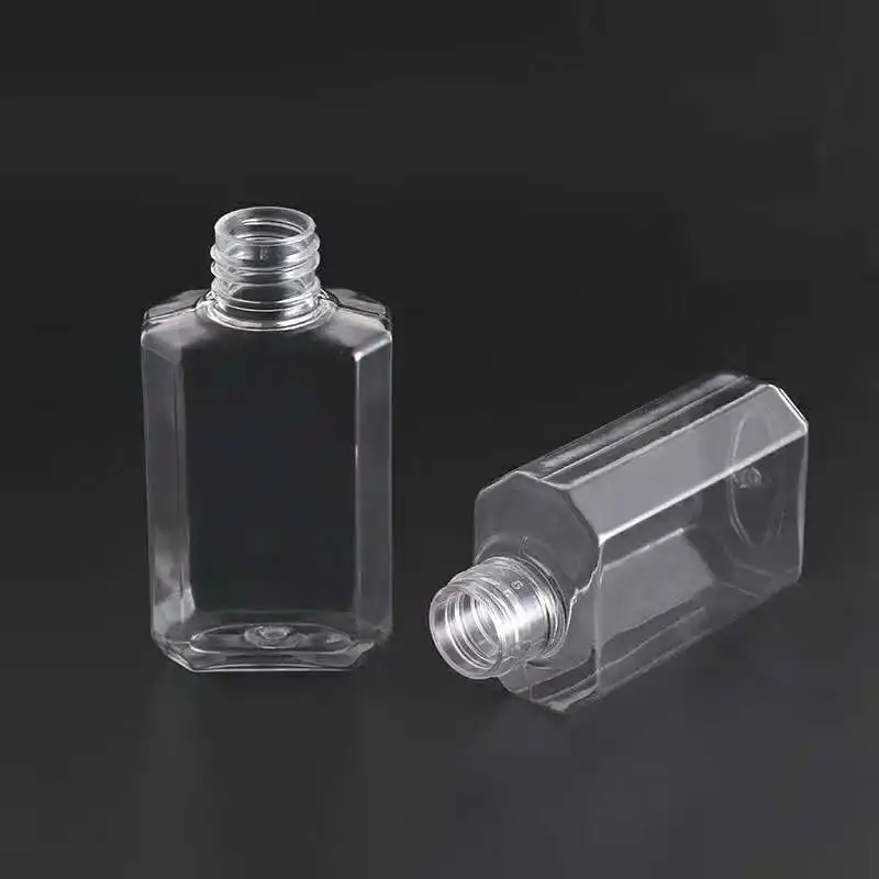 Botol Lotion Plastik Pet Datar Gel 60Ml, Botol Losion Tutup Atas Transparan Botol Pembersih Tangan Kosong Dalam Stok