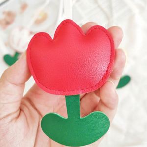 Llavero de moda con colgante de cuero PU de flor de tulipán decorativa para bolso, adorno para teléfono - Product Image 5