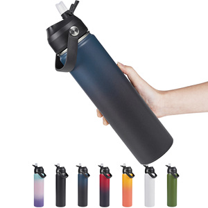Set of 8 24oz Stainless Steel Vacuum Insulated Water <b>Bottle</b> 18 24 32 OZ Double Wall Travel <b>Flask</b> With Lid Minimalist Design - Product Image 1