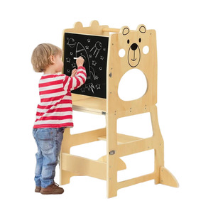 Tour d'observation pour enfants Double enfant en bas âge cuisine en bois tour d'apprentissage support en bois tour d'apprentissage pour la cuisine - Product Image 1