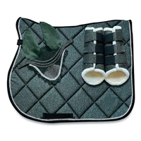 Bottes de cheval professionnelles ensemble équin équipement équestre bottes d'équitation + tapis de selle voile anti-mouches + bottes de cloche de cheval