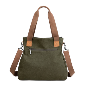 Bolso Tote de Lona Gris de 7 Pulgadas para Mujer, Bolsos Cruzados de Hombro para el Trabajo, Bolsos de Mano Vintage con Múltiples Bolsillos, Cierre de Cremallera, Antirrobo, para Viaje - Product Image 6