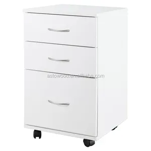 File Cabinet Bedside Table Office Documents Cabinet Storage Pedestals with 3 Drawers 4 Wheels Mobile Office Furniture