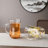 Vente en gros de tasses et soucoupes en verre cristal transparent marocain arabe pour café et thé, incassables, écologiques, soufflées à la main, avec logo personnalisé