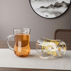 Tazza e Piattino in <span class=keywords><strong>Vetro</strong></span> Cristallo <span class=keywords><strong>Trasparente</strong></span> Marocchino Arabo per Caffè e Tè, Infrangibili ed Ecologici, con Logo Personalizzato, Vendita all'Ingrosso - Product Image 6