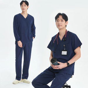 Pijamas Médicos Clásicos con Cuello en V para Hombre, Uniformes Quirúrgicos para Médicos, Uniformes de Trabajo Transpirables de Secado Rápido para Laboratorio, Veterinaria y Enfermería - Product Image 2