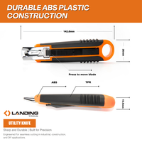 Couteau utilitaire de sécurité robuste avec lame à ressort de 18 mm 60 #   Lame en acier au carbone avec poignée ABS TPR pour la construction industrielle et le bricolage