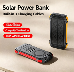 Batterie <span class=keywords><strong>solaire</strong></span> avec câbles intégrés, charge sans fil 15W, <span class=keywords><strong>chargeur</strong></span> <span class=keywords><strong>portable</strong></span> étanche pour le camping et les situations d'urgence - Product Image 3