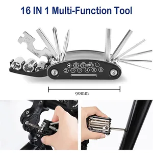 미니 다기능 자전거 스쿠터 수리 도구 16 in 1 키트 자전거 수리 도구