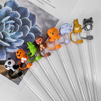 Adornos de Silicona para Pajitas con Diseño de Animales de la Selva en 3D, 10 mm, Reutilizables, a Prueba de Polvo, con Diseño de Animales Salvajes, para Pajitas de Vidrio, para Niños