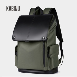 KABINU Sac à dos décontracté pour homme, sacoche pour ordinateur portable 15 pouces, sac de voyage, cartable, couleur unie, tissu Oxford, doublure en nylon - Product Image 1
