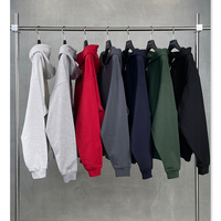Vêtements d'extérieur en molleton épais uni 445G, veste à double fermeture éclair, couleur unie, sweat-shirt à capuche ample pour hommes