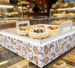 Scatola Regalo per Torte IMEE Adiles con Coperchio Trasparente, 9 Scomparti, Separatori Dorati e Borsa Abbinata - Product Image 3