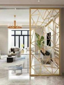 Siêu Vàng Sang Trọng Hiện Đại Brass Gấp Màn Hình Phân Vùng Laser Cắt Kim Loại Phòng Ngăn Cho Ngoài Trời Trang Trí Sử Dụng Cho Khách Sạn - Product Image 2