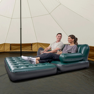 Sofá cama doble inflable portátil plegable, colchón de cama de aire tamaño Queen perezoso, sofá cama inflable para acampar, picnic,