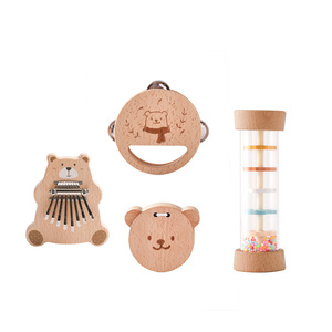 Juego de Instrumentos Musicales de Madera con Forma de Oso, Xilófono, Sonajero, Campana, Tambor, Juguete de Percusión para la Educación Temprana de Niños - Product Image 1