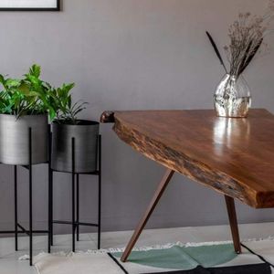 Luxury Solid Acacia Wood 6 Seater <b>Dining</b> <b>Table</b> with Metal Legs Modern Design <b>Dining</b> Furniture for Home Kitchen Restaurant - Product Image 5