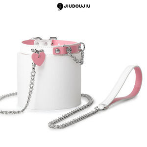 Collier érotique en cuir SM avec étiquette, gravure, accessoires BDSM, collier de traction, produits pour adultes, chaîne de cou pour jouet sexuel - Product Image 1