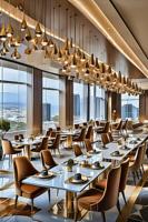 Meubles de restaurant de luxe, meubles de salon d'hôtel, table basse, table et chaise en cuir pour restaurant haut de gamme