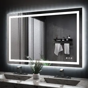 Hotel Wall Mounted Smart Touch Screen Bath Mirror Antifogging Led Vanity Bathroom Mirror With Light