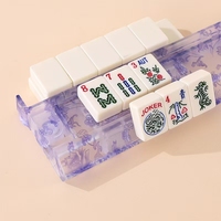 Support de tuiles de Mahjong translucide violet floral pour Mahjong américain, portable, multi-usage, 44,5 cm, en plastique PC