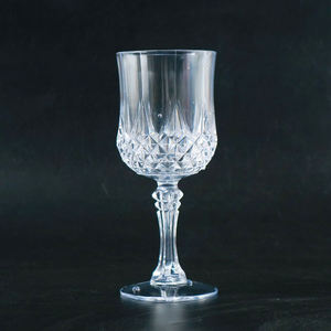 كؤوس شرب نبيذ بلاستيكية عتيقة باللون الأزرق من الكريستال الشفاف، أدوات مائدة زجاجية كلاسيكية لمستلزمات الحفلات والمناسبات الكبرى وحفلات الزفاف - Product Image 3