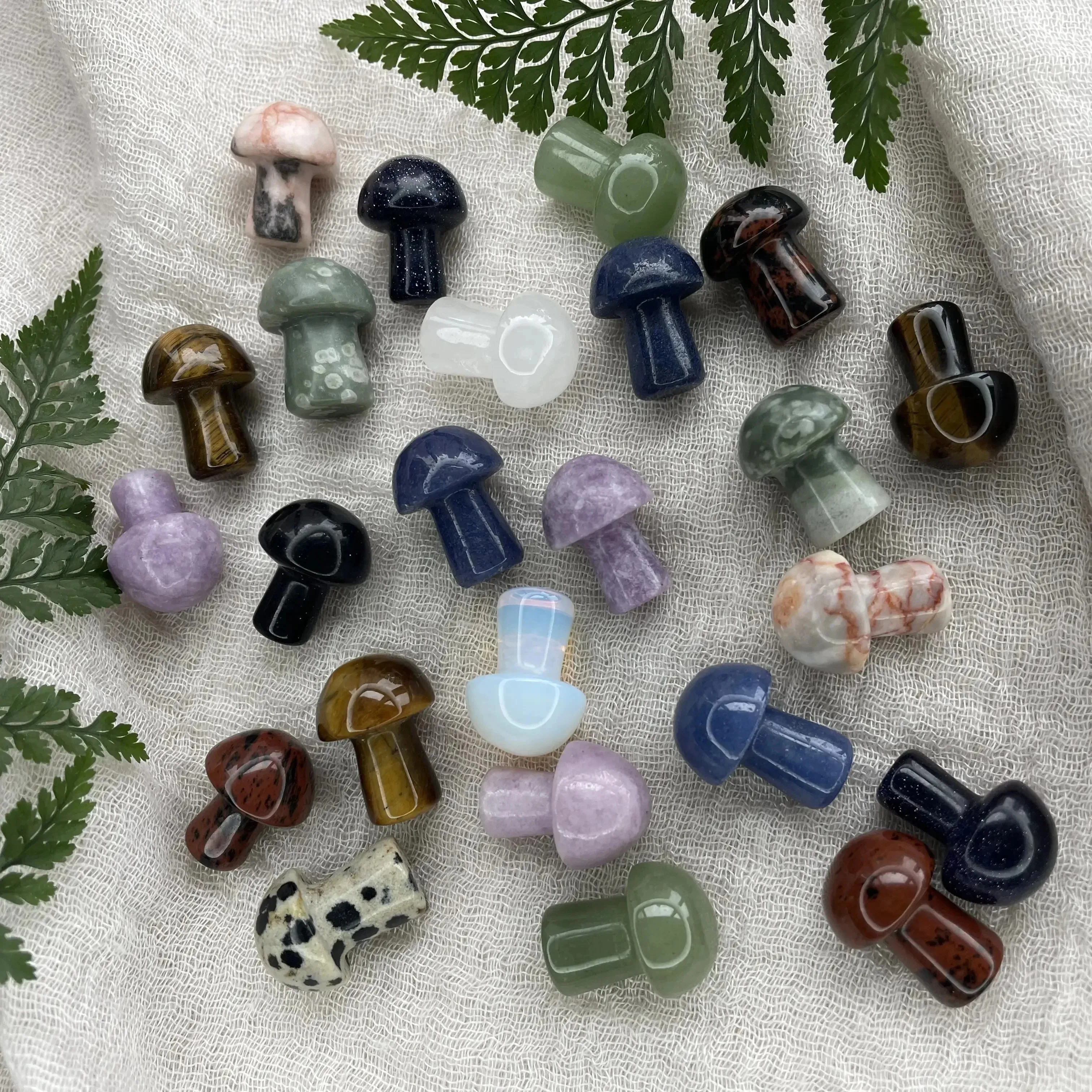 Multiple colors Mystery Natural Healing Quartz Gemstone Mini Mushroom Crystal Carved Stone Mushroom