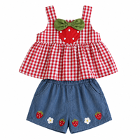 Ensemble d'été pour filles, vêtements pour enfants élégants et frais, ensemble deux pièces débardeur fraise et pantalon en jean pour bébé