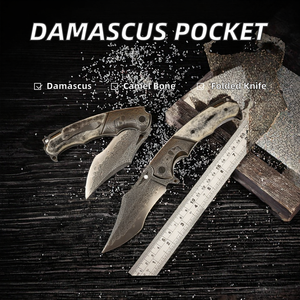 Custom Handmade DIY OEM Folding Pocket <b>Knife</b> 67-Layer Forged Damascus Steel Blade <b>Bone</b> <b>Handle</b> for Daily use - Product Image 6