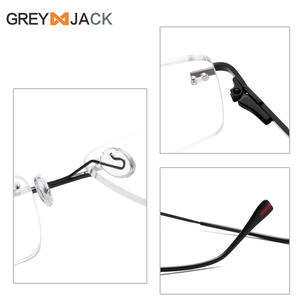 Monturas de gafas sin montura Grey Jack, montura mediana de aleación metálica, gafas ópticas de negocios para hombre con bordes biselados para uso con miopía - Product Image 4