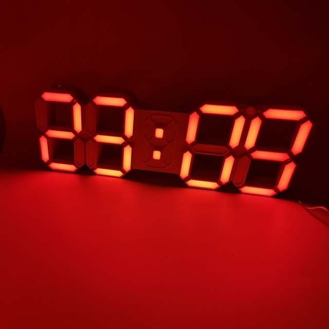Large Digits Display Wall Mounted LED 3D Structure Frame Clock with Calendar and Temperature