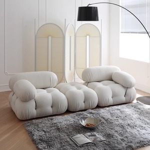 French Retro Cream Teddy Velvet Modular Mid-century Luxury Combination Sofa for Small Living Room Home Decor - Product Image 3