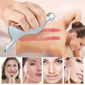 Masajeador facial de rodillo Gua <span class=keywords><strong>Sha</strong></span> de metal plateado irrompible de lujo para masaje corporal y cuidado de la belleza - Product Image 6