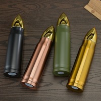 Thermos à vide en forme de balle, bouteille d'eau à boire, cadeaux pour les amoureux, souvenirs, logo personnalisé, 17 oz, 34 oz, 500 ml, 1000 ml, style fusil
