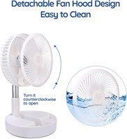 Ventilateur alimenté par batterie Portable Rechargeable USB Ventilateur de bureau au sol Ventilateur de Height4-speed réglable Convient aux voyages de camping dans la chambre à coucher