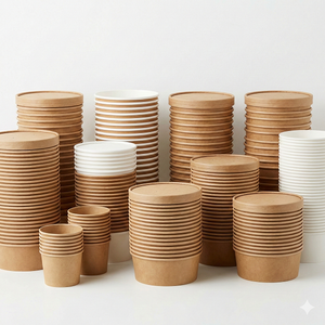 กล่องกระดาษใส่อาหารขายส่ง ทนทานต่อคราบน้ำมัน ป้องกันการรั่วซึม กล่องแบบใช้แล้วทิ้ง สำหรับใส่บะหมี่ ข้าว สลัด ซุป และบรรจุภัณฑ์อาหารจานด่วน - Product Image 2