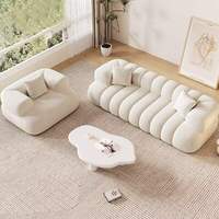 Sofá de Tela de Lana de Cordero de Estilo Nórdico Simple y Moderno, de Lujo Ligero, de 2, 3 y 4 Plazas, Sofá Seccional de Alta Gama para Sala de Estar
