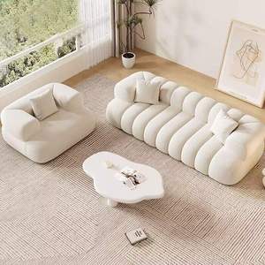 Canapé sectionnel de salon haut de gamme en tissu polaire d'agneau, style nordique simple et moderne, luxe léger, 2, 3 ou 4 places - Product Image 4