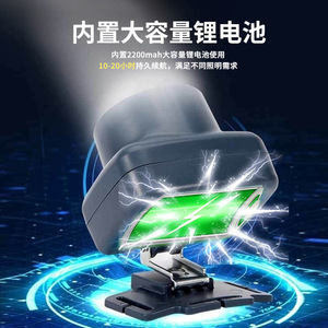 Lampe frontale LED rechargeable 2000 mAh, bandeau réglable, portable, pour pêche, travaux de construction, éclairage d'urgence, jusqu'à 50 m - Product Image 3