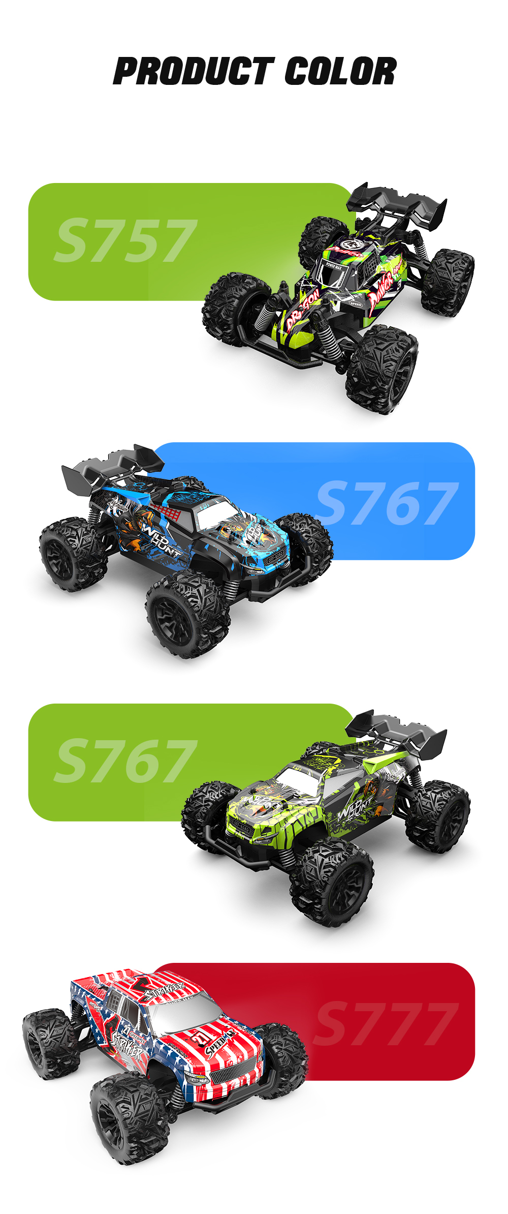 New Arrival S767 S757 S777 RC Car - 1/20 Scale Electric Off-Road