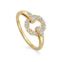 Bague en Argent 925 et Or Recyclé 14K avec Diamants CZ en Forme de Boucle, Bague à Grappe de Diamants Tournante, Bijou de Luxe