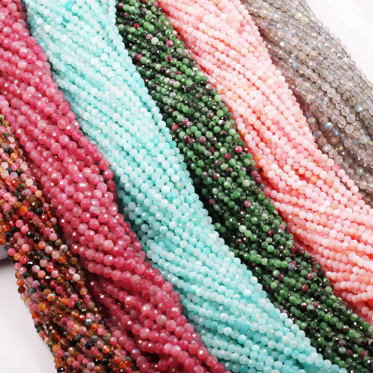 Micro Faceted Small 2mm Tiny Gemstones Stone Loose Beads Amethyst Crystal Agate Cutting Bead for Bracelet DIY Jewelry Making